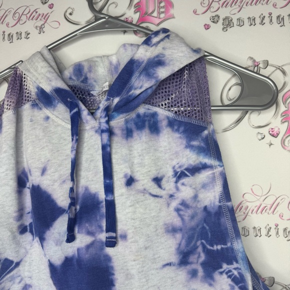 Victoria secret tank sweater pull over hoodie vest mesh fishnet detail purple - Picture 2 of 8